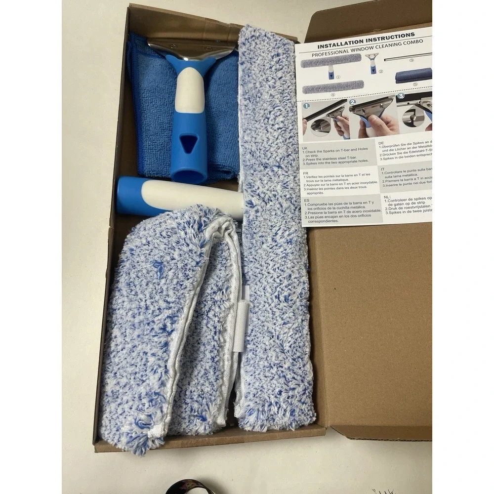 Professional Window Cleaning Combo Squeegee & Microfiber Window‎ Scrubber, 10